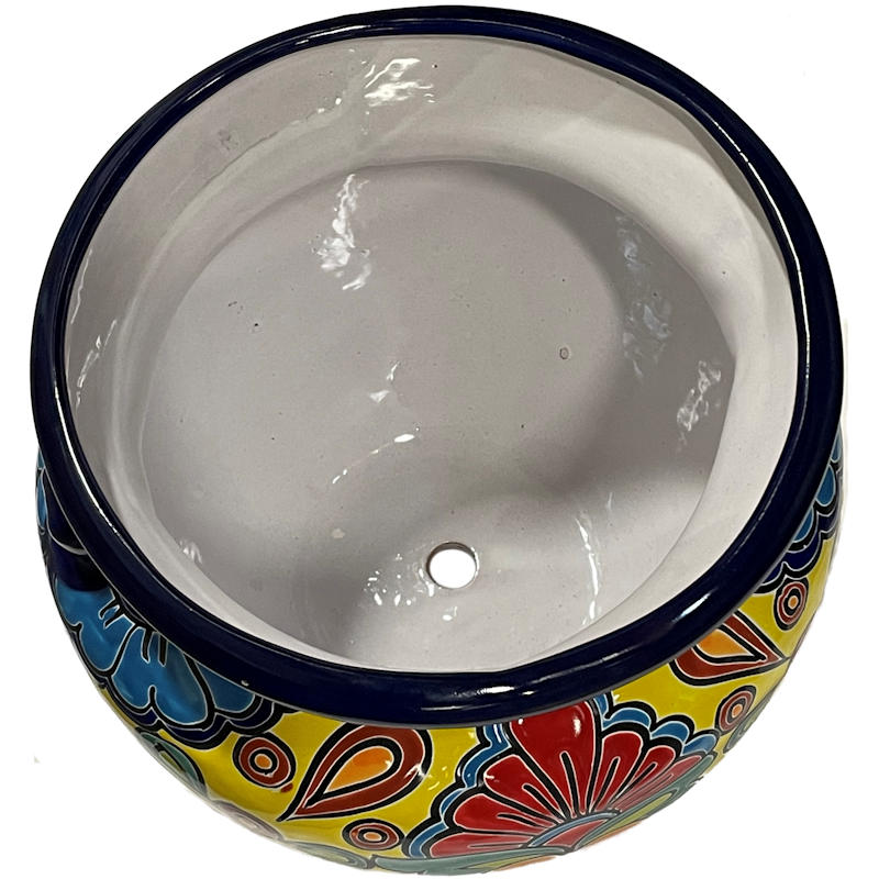 TalaMex Small-Sized Rainbow Mexican Colors Talavera Ceramic Garden Pot Close-Up