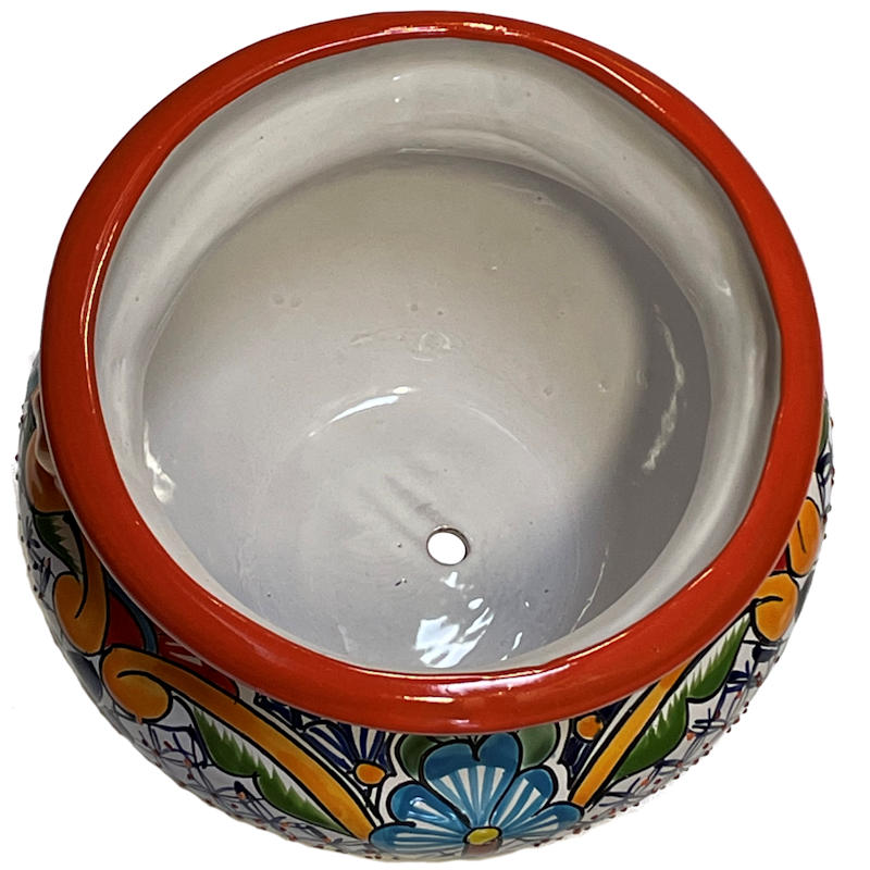 TalaMex Small-Sized Cherato Mexican Colors Talavera Ceramic Garden Pot Close-Up