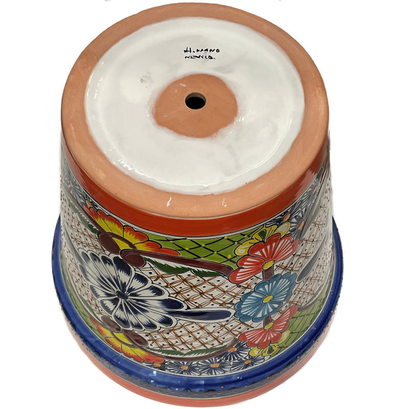 TalaMex Medium-Sized Ayumba Mexican Colors Talavera Ceramic Garden Pot Details