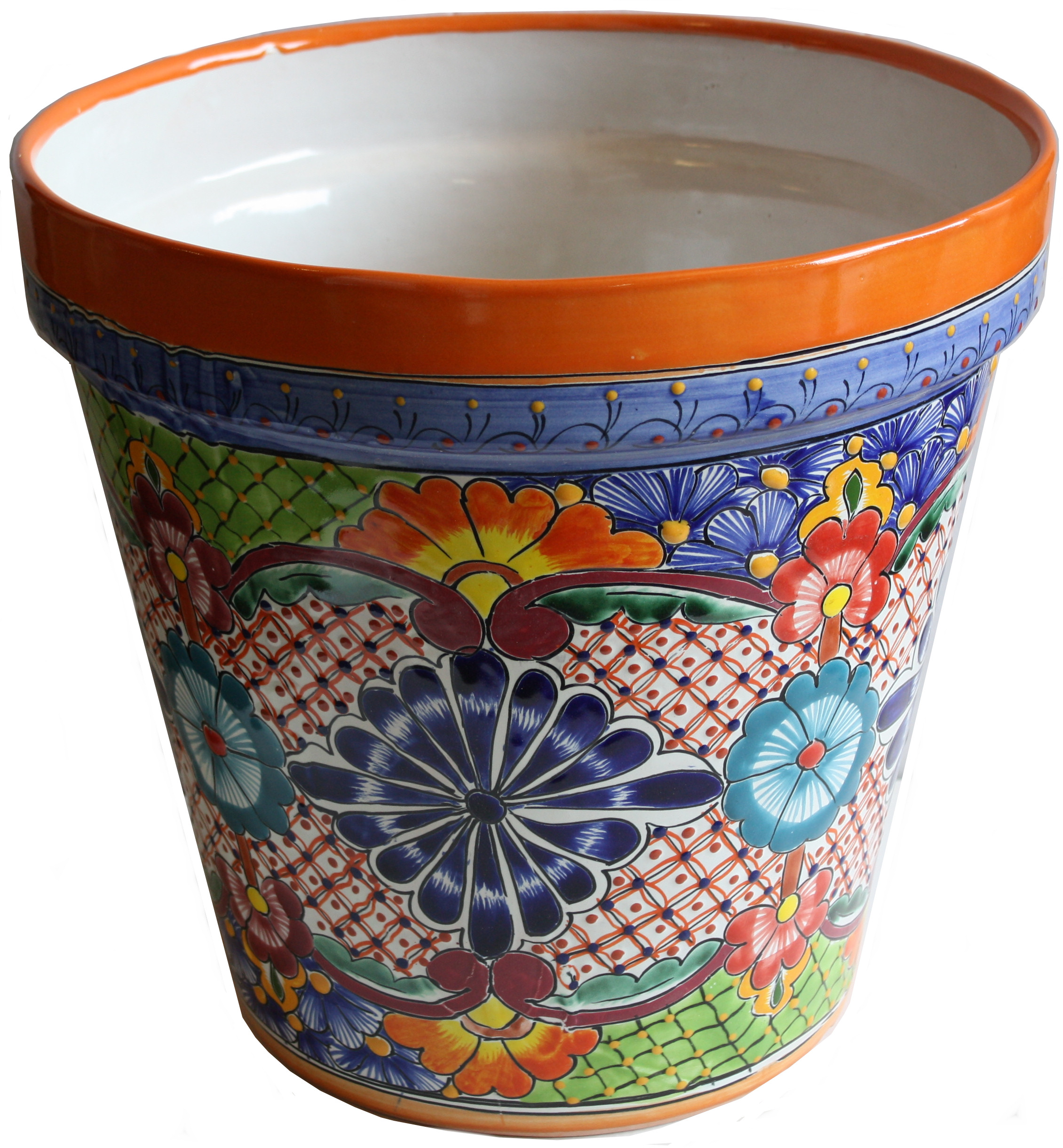 TalaMex Medium-Sized Ayumba Mexican Colors Talavera Ceramic Garden Pot
