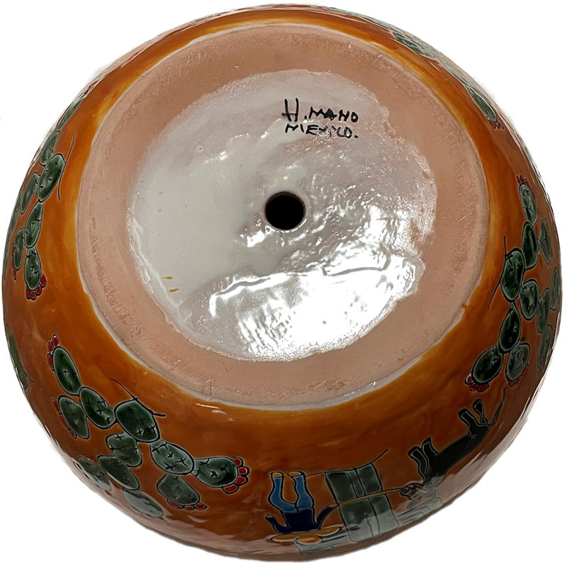 TalaMex Medium-Sized Desert Mexican Colors Talavera Ceramic Garden Pot Details