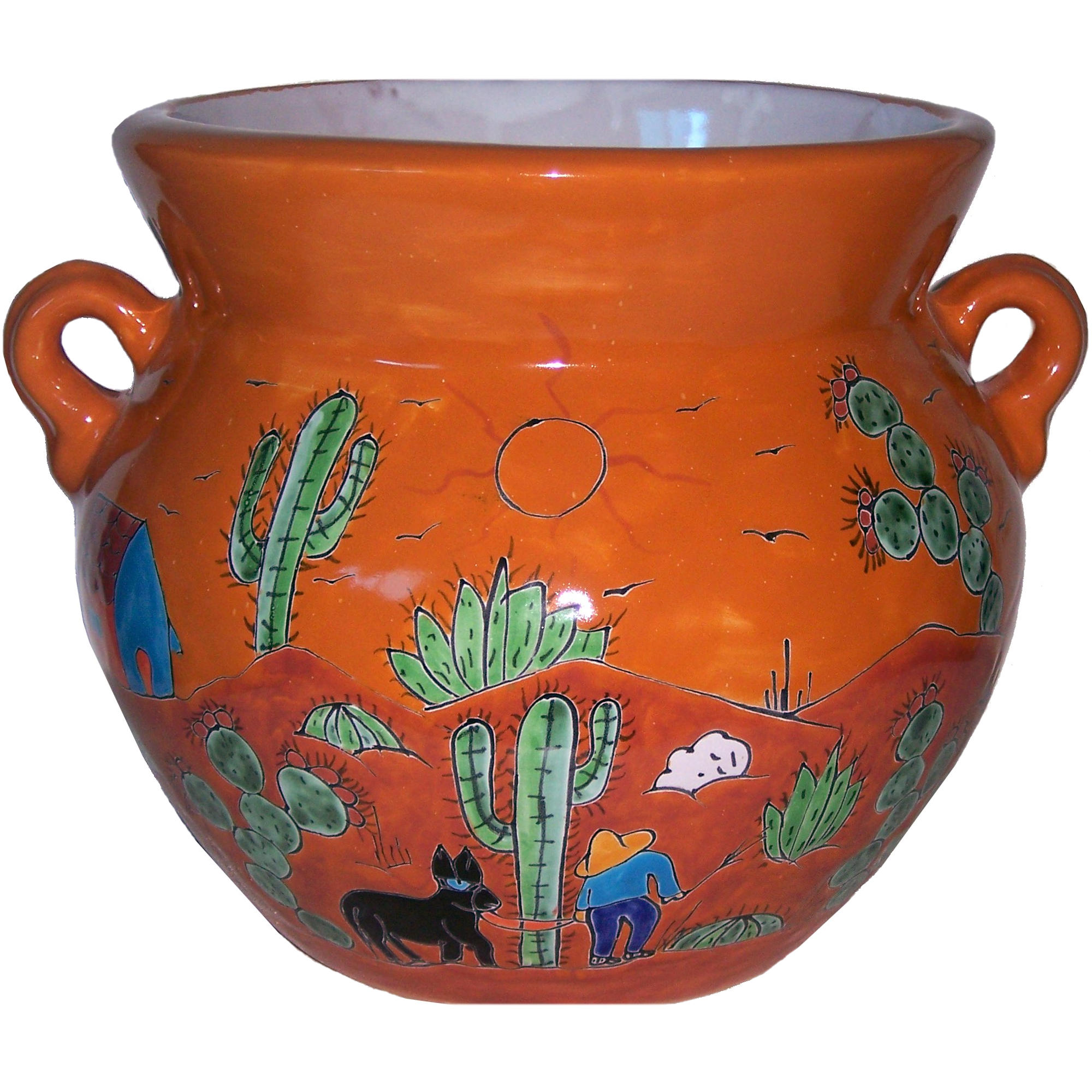 TalaMex Medium-Sized Desert Mexican Colors Talavera Ceramic Garden Pot