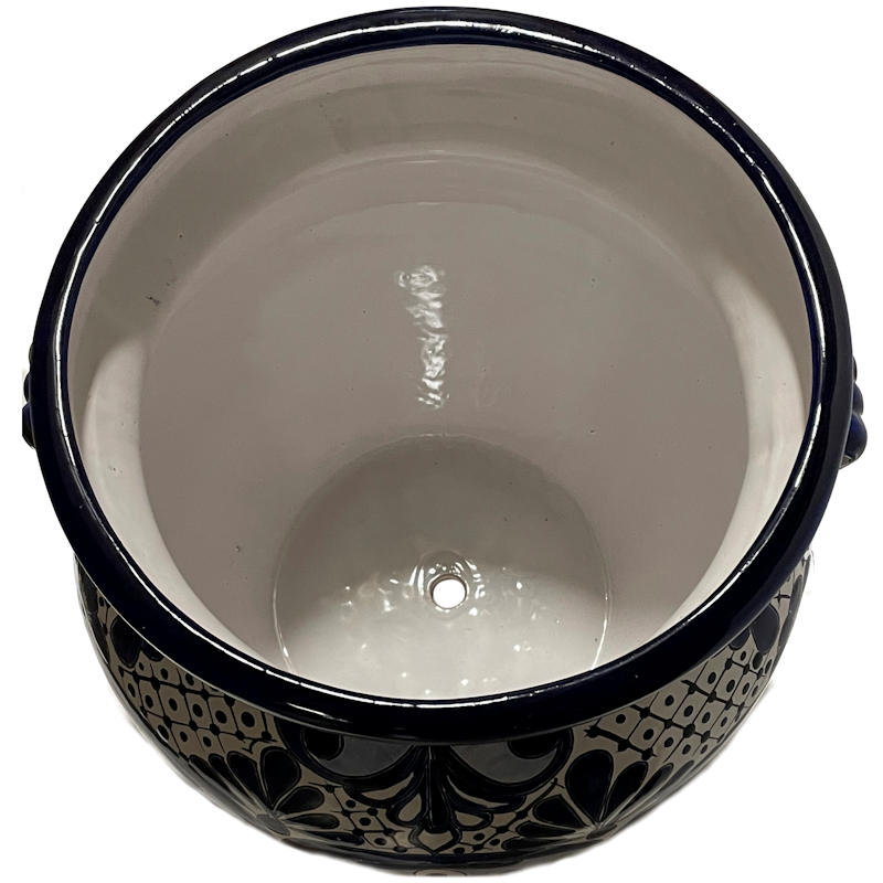 TalaMex Medium-Sized Zacan Mexican Colors Talavera Ceramic Garden Pot Close-Up