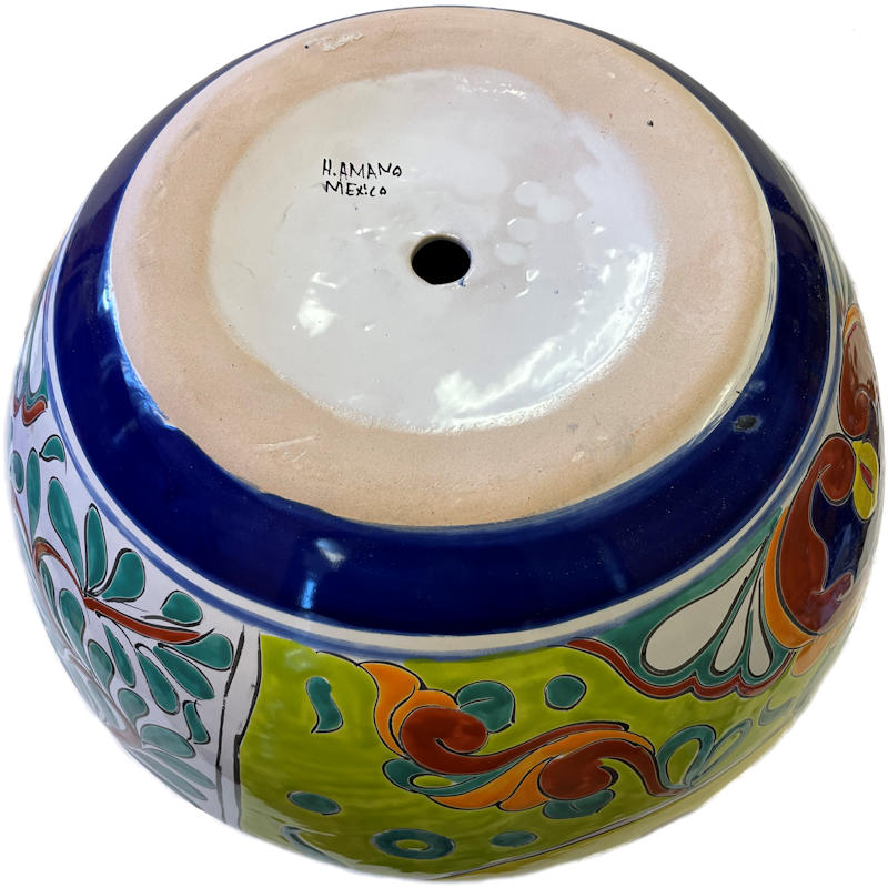 TalaMex Large-Sized Rainbow Mexican Colors Ceramic Mexican Garden Pot Details