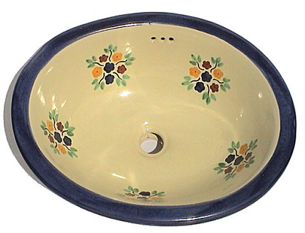 TalaMex Blue Bouquet Ceramic Talavera Sink