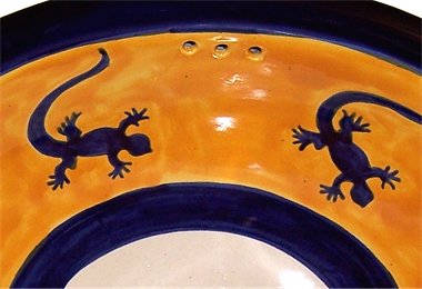 Lizards Oval Multicolor Talavera Ceramic Bathroom Sink Close-Up