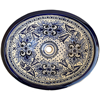 Fine Crafts Imports TalaMex Cholula Oval Multicolor Talavera Ceramic Bathroom Sink