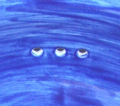Small Washed Blue Talavera Ceramic Sink Close-Up