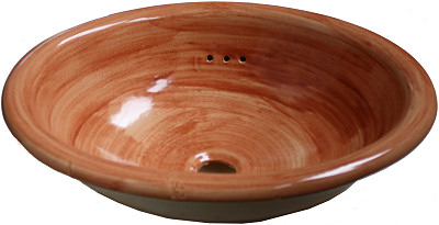Small Washed Terracotta Talavera Ceramic Sink Close-Up