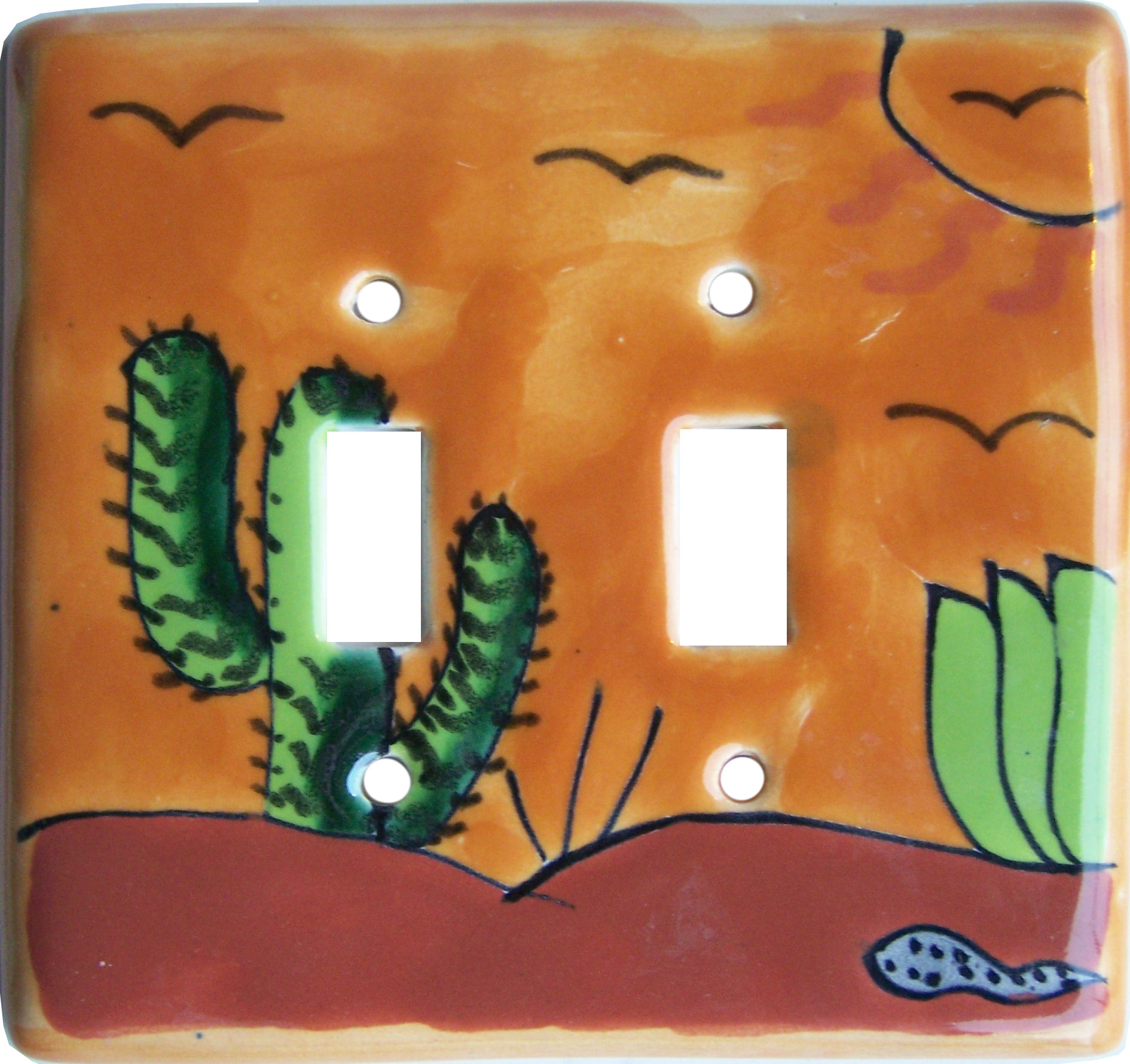 TalaMex Desert Double Toggle Mexican Talavera Ceramic Switch Plate
