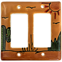 TalaMex Desert Double GFI/Rocker Mexican Talavera Ceramic Switch Plate