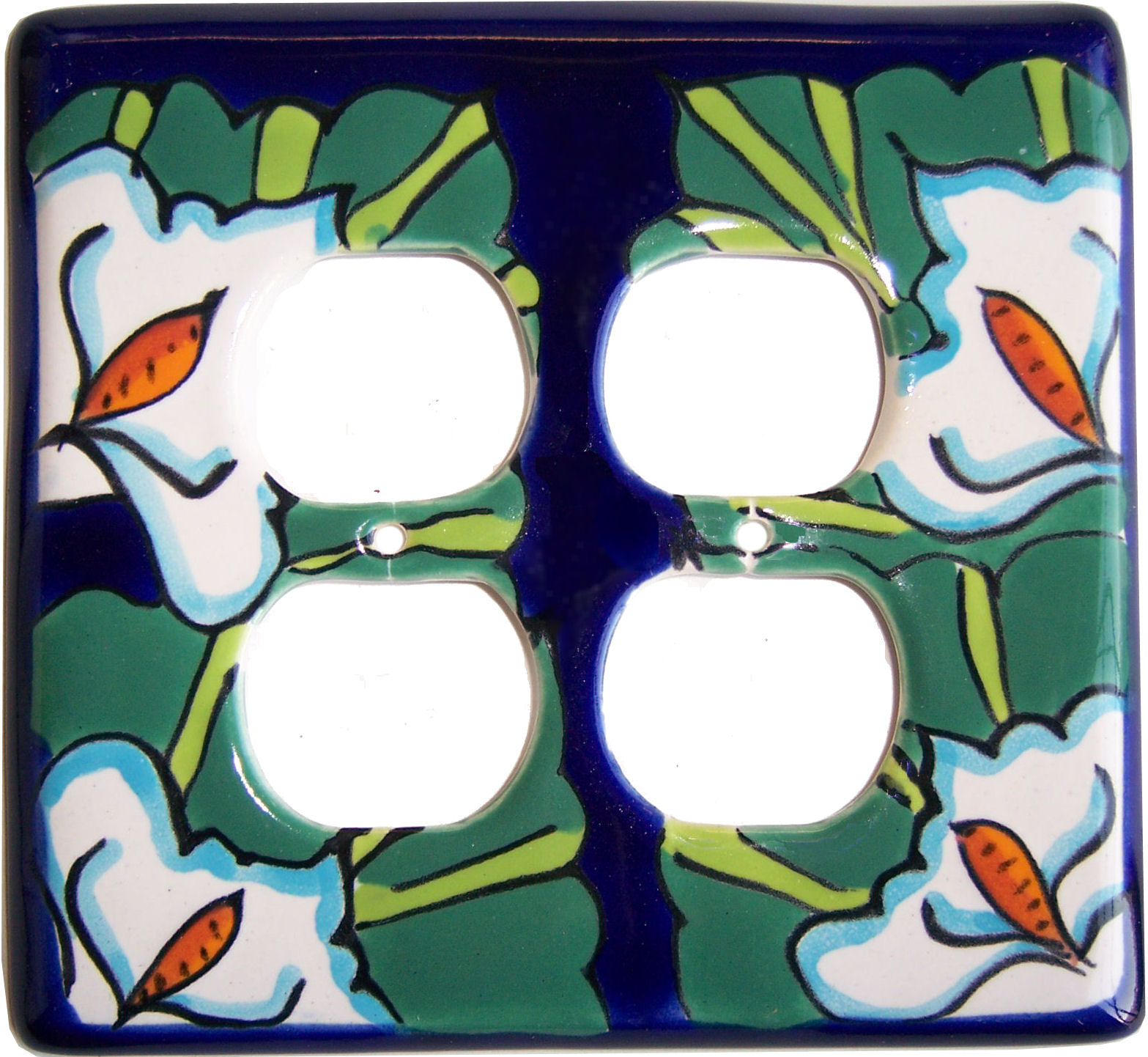 TalaMex Lily Double Outlet Mexican Talavera Ceramic Switch Plate