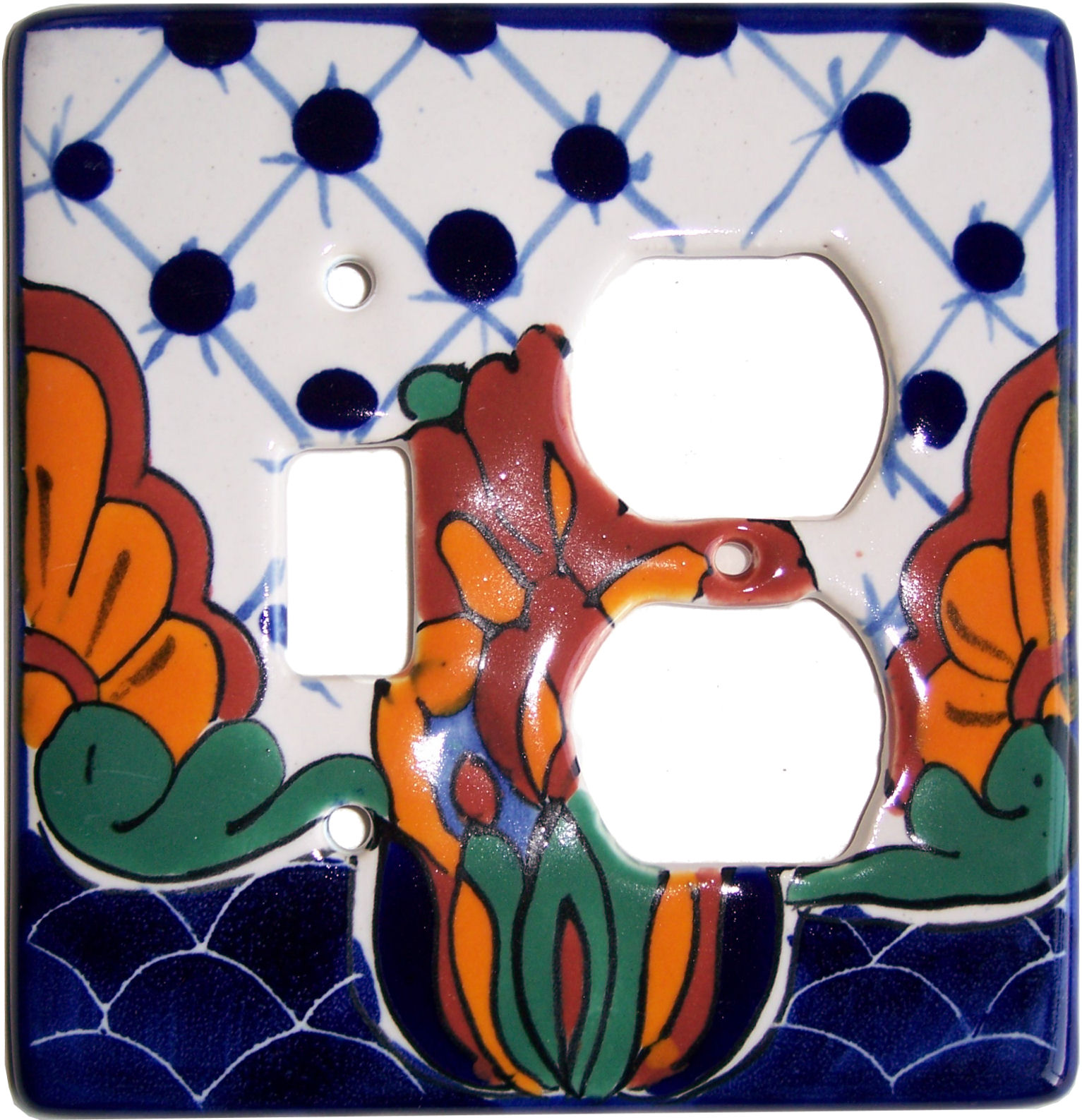 TalaMex Turtle Toggle-Outlet Mexican Talavera Ceramic Switch Plate