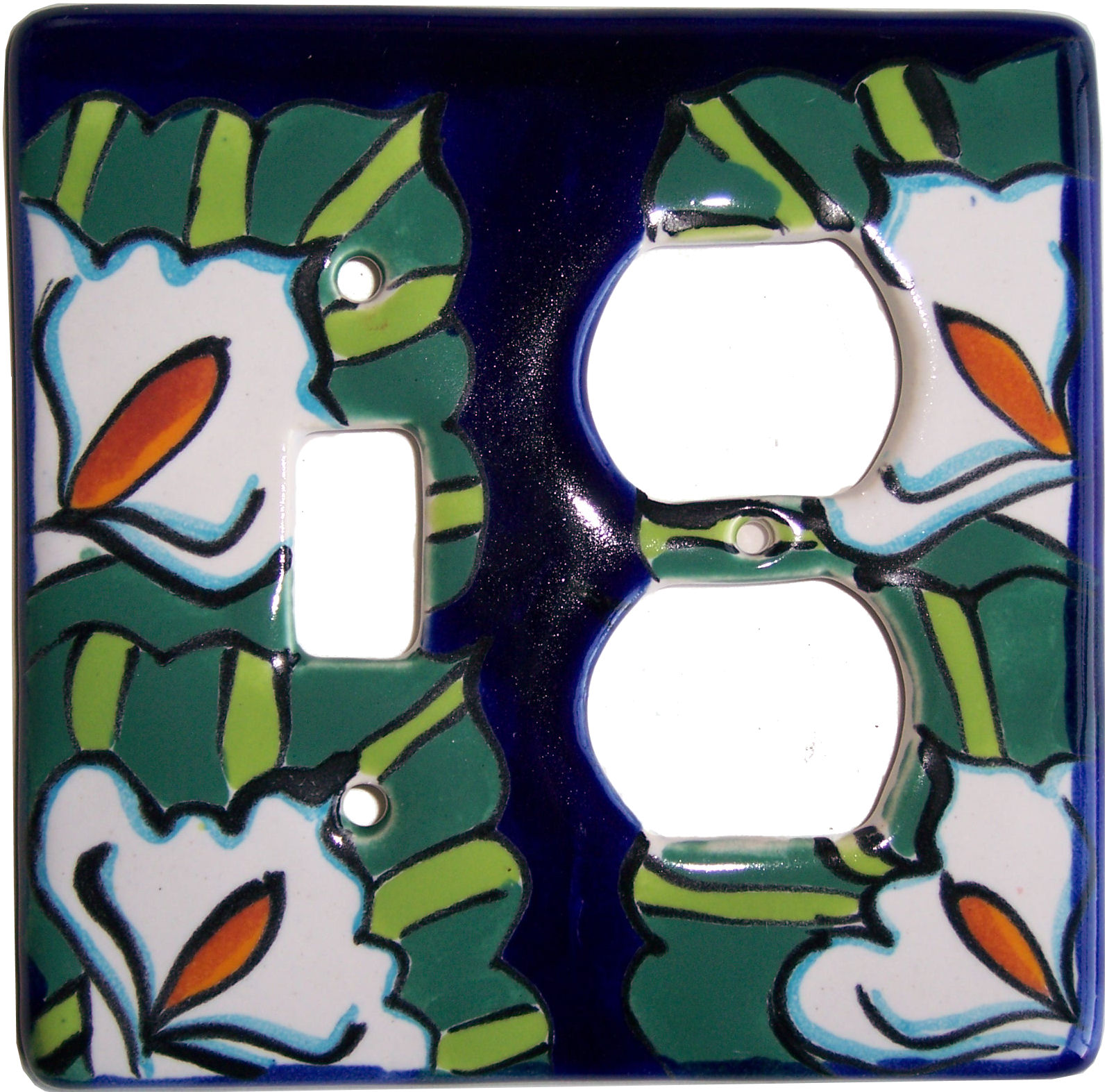 TalaMex Lily Toggle-Outlet Mexican Talavera Ceramic Switch Plate
