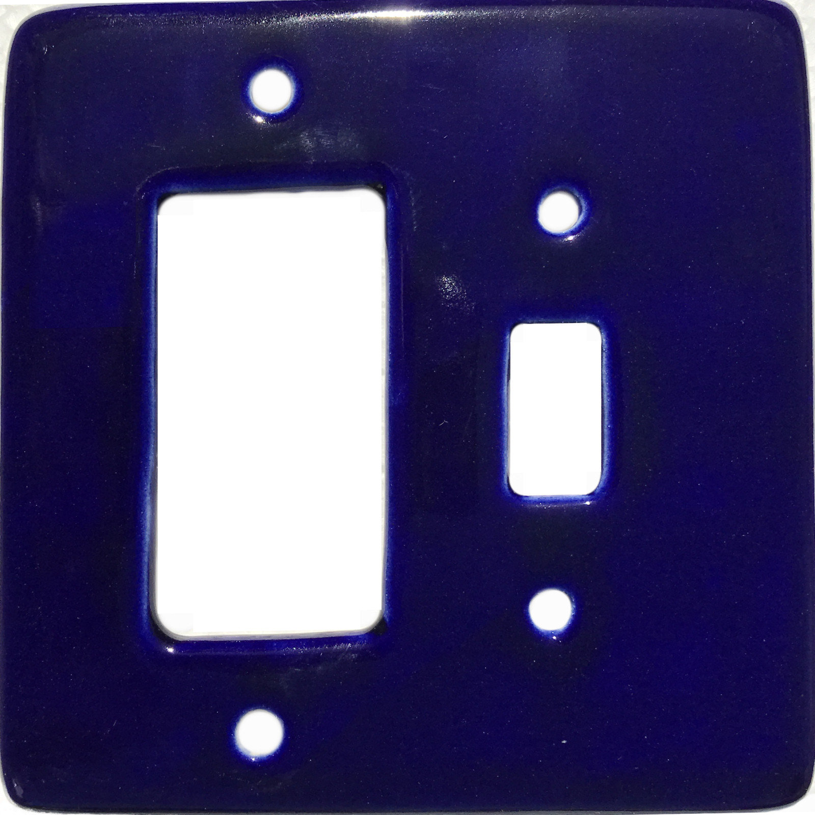 TalaMex Cobalt Blue Toggle-GFI/Rocker Mexican Talavera Ceramic Switch Plate