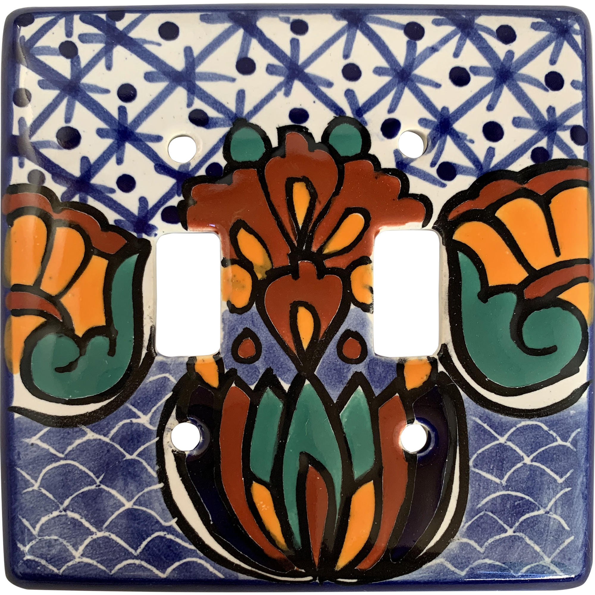 TalaMex Turtle Double Toggle Ceramic Mexican Talavera Switch Plate