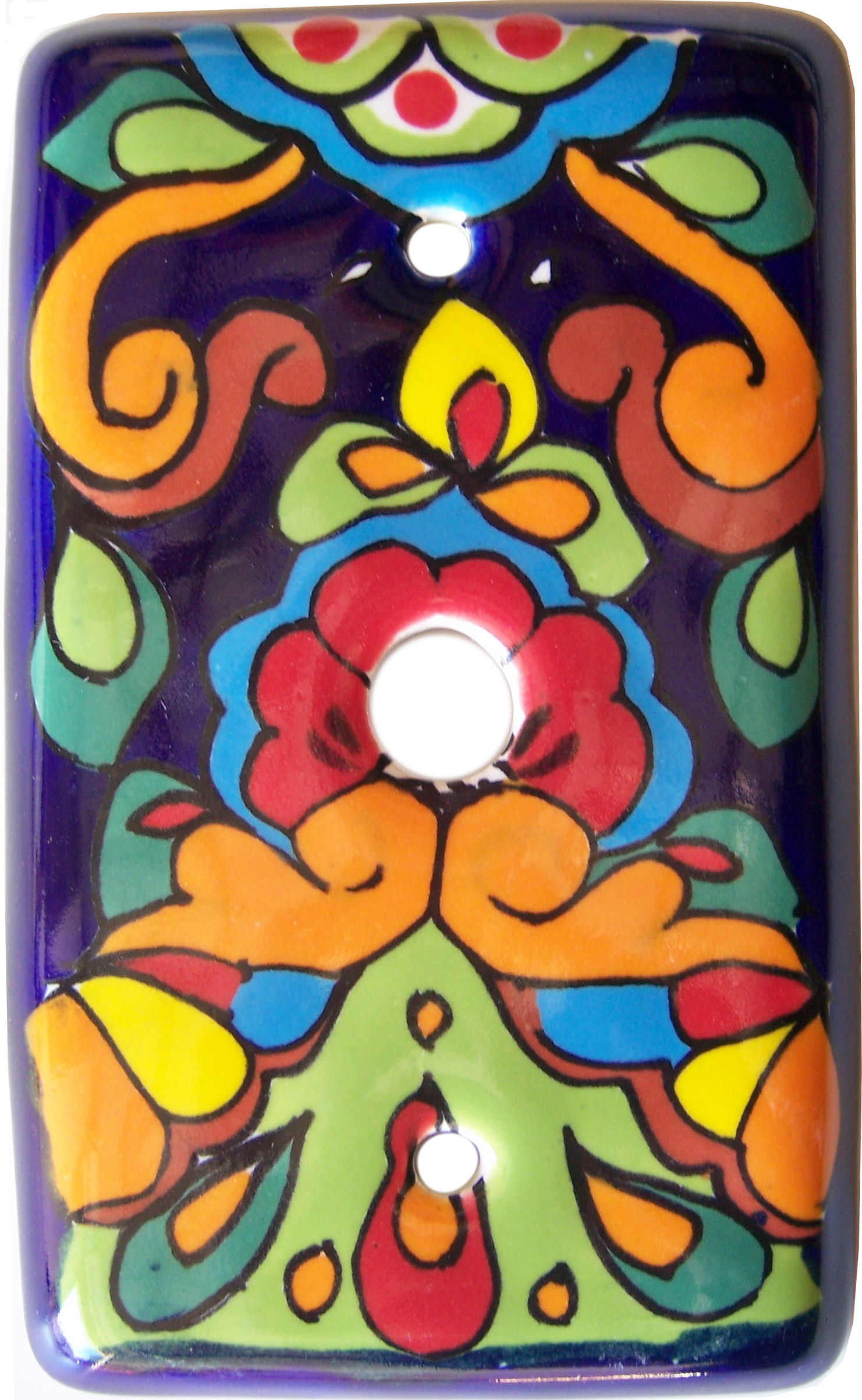 TalaMex Rainbow TV Cable Cable Mexican Talavera Ceramic Switch Plate