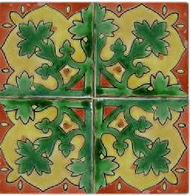 Alhambra Corner Forest Talavera Mexican Tile Close-Up