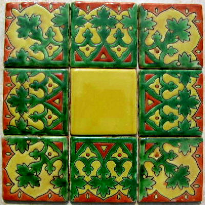 Alhambra Corner Forest Talavera Mexican Tile Details