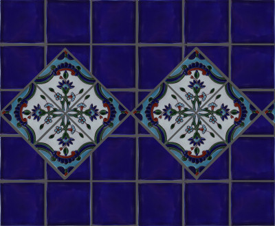 Alhambra Cobalt Blue Talavera Mexican Tile Details