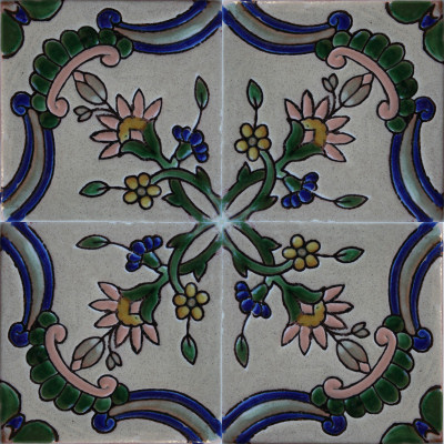 Alhambra Mayorca 1 Talavera Mexican Tile Close-Up