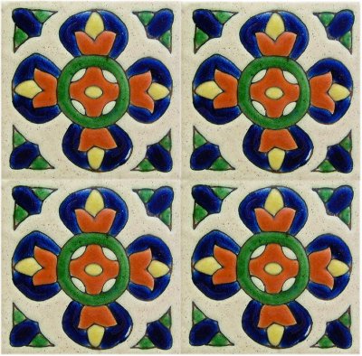 Alhambra Sevilla 2 Talavera Mexican Tile Close-Up