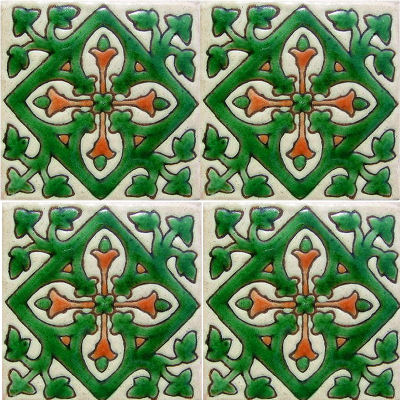 Green Verona Alhambra Talavera Mexican Tile Close-Up