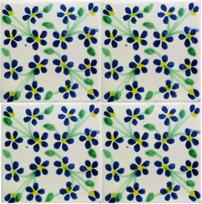 TalaMex Blue Violets Talavera Mexican Tile Close-Up