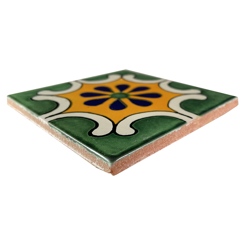 TalaMex Arab Green Talavera Mexican Tile Close-Up