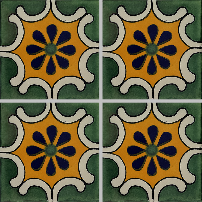 TalaMex Arab Green Talavera Mexican Tile Details