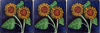 Double Sunflower Talavera Mexican Tile Details