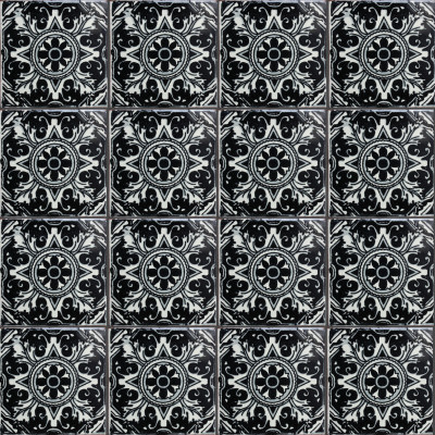 TalaMex Black Romalio Talavera Mexican Tile Close-Up