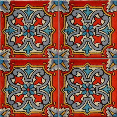 TalaMex Red Picota Talavera Mexican Tile Close-Up