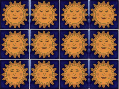 TalaMex Sun Face Talavera Mexican Tile Close-Up