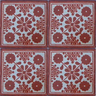 TalaMex Red Damasco Talavera Mexican Tile Close-Up