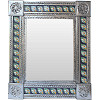 TalaMex Medium Silver Lily Mexican Talavera Tile Mirror