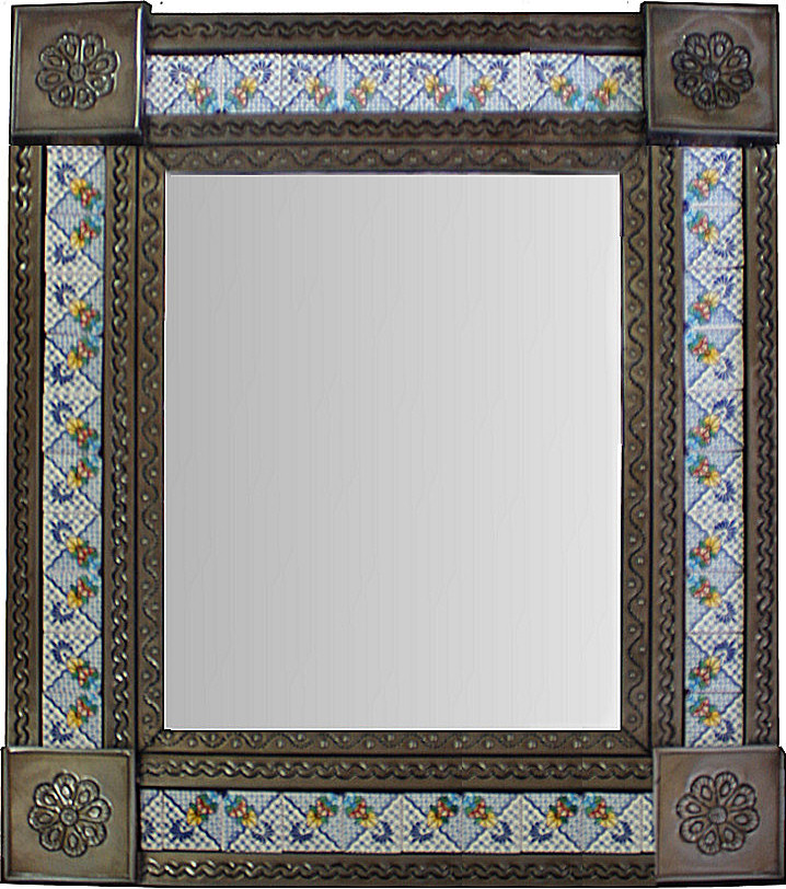 TalaMex Medium Brown Mesh Tile Mexican Mirror