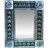 Small Silver 3-Lily Tile Talavera Tin Mirror