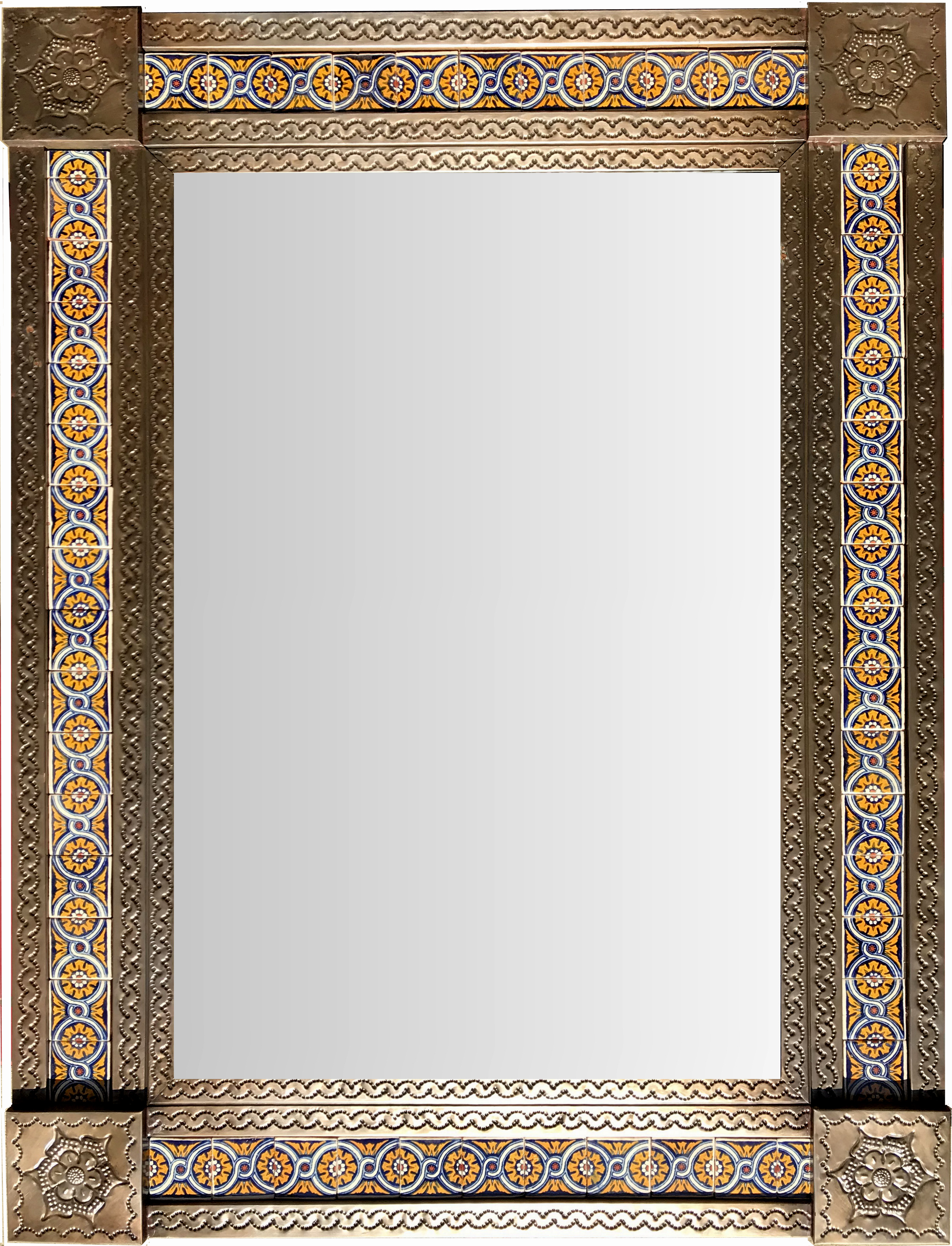 Large Brown Chain Talavera Tile Mexican Mirror