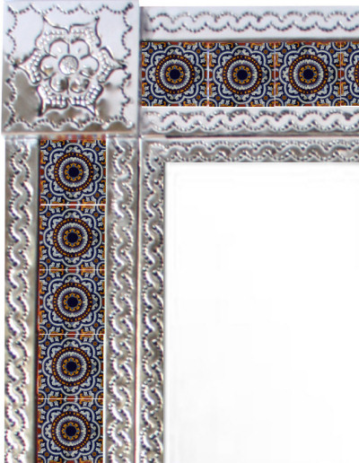 TalaMex Large Silver Moroccan Tile Mexican Mirror Close-Up