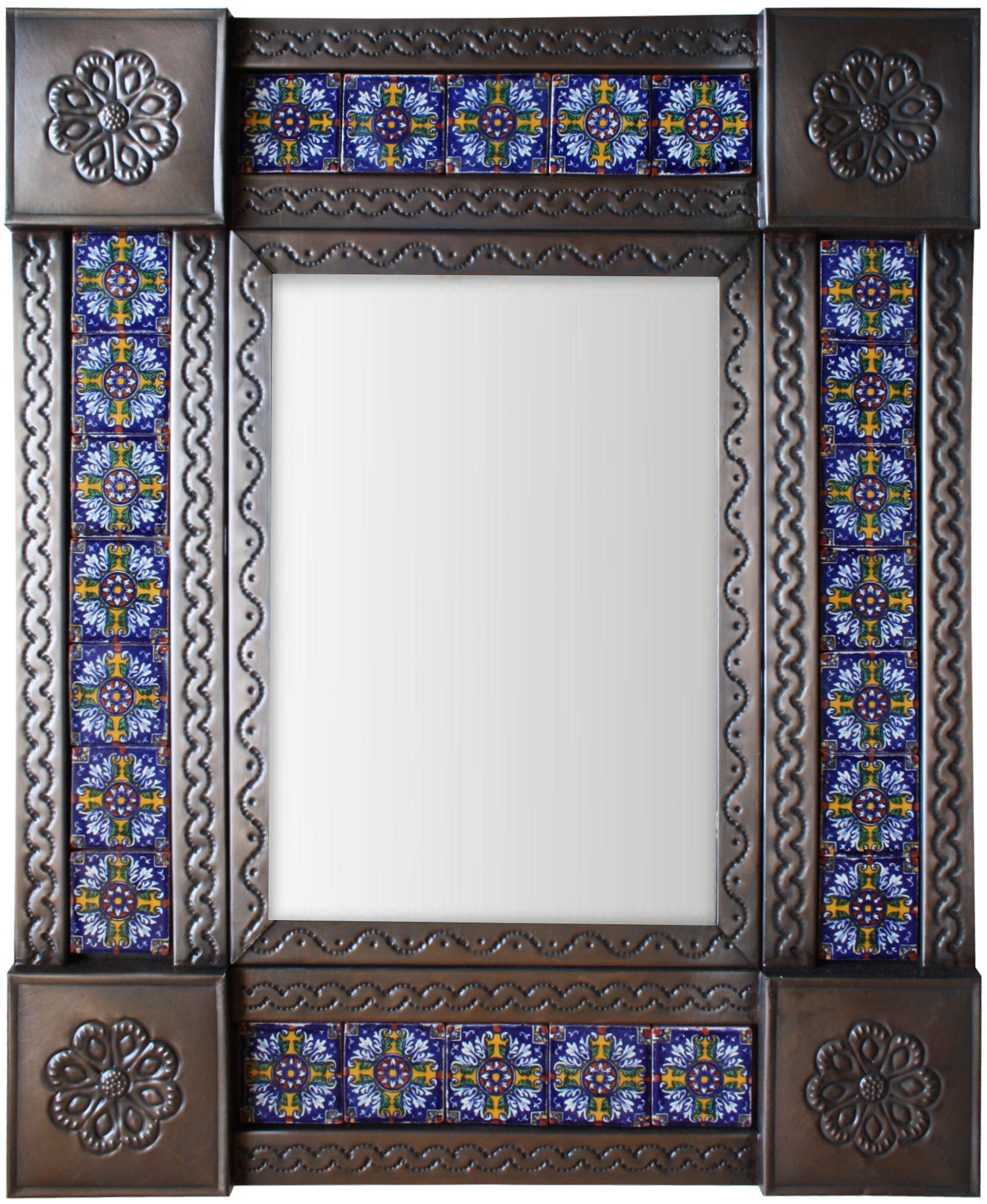 TalaMex Small Brown Aldeno Tile Mexican Mirror