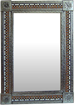 TalaMex Big Silver Milan Tile Talavera Tin Mirror