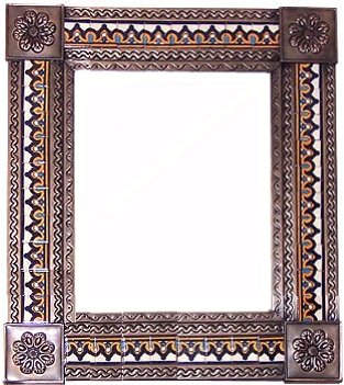 TalaMex Medium Brown Milan Tile Talavera Tin Mirror