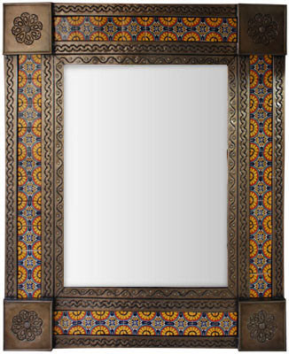 Medium Brown Daylily Tile Mexican Mirror