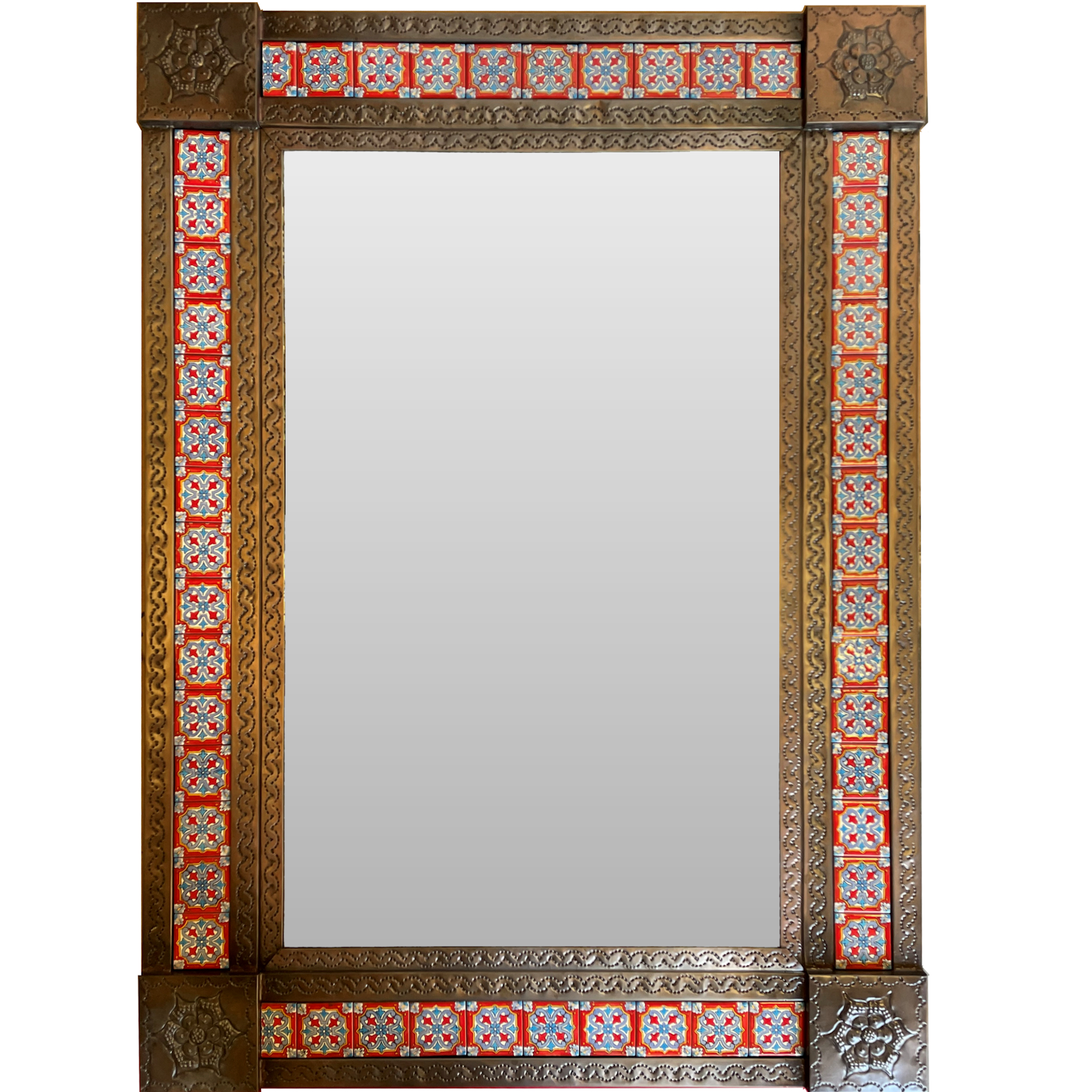 Large Brown Red Picota Tile Mexican Mirror