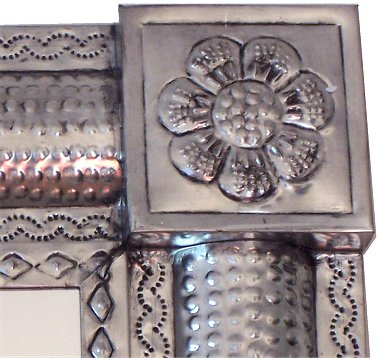 Silver Bubble Talavera Tin Mirror Details