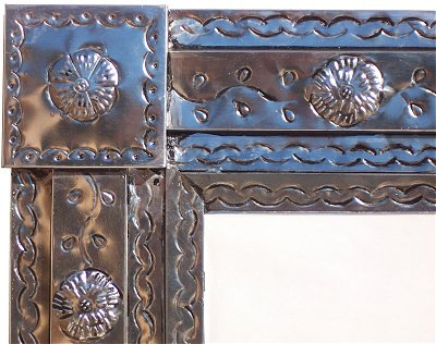 Mission Silver Embossed Tin Mirror Close-Up