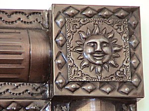 TalaMex Punched Dark Sun Tin Mirror Details
