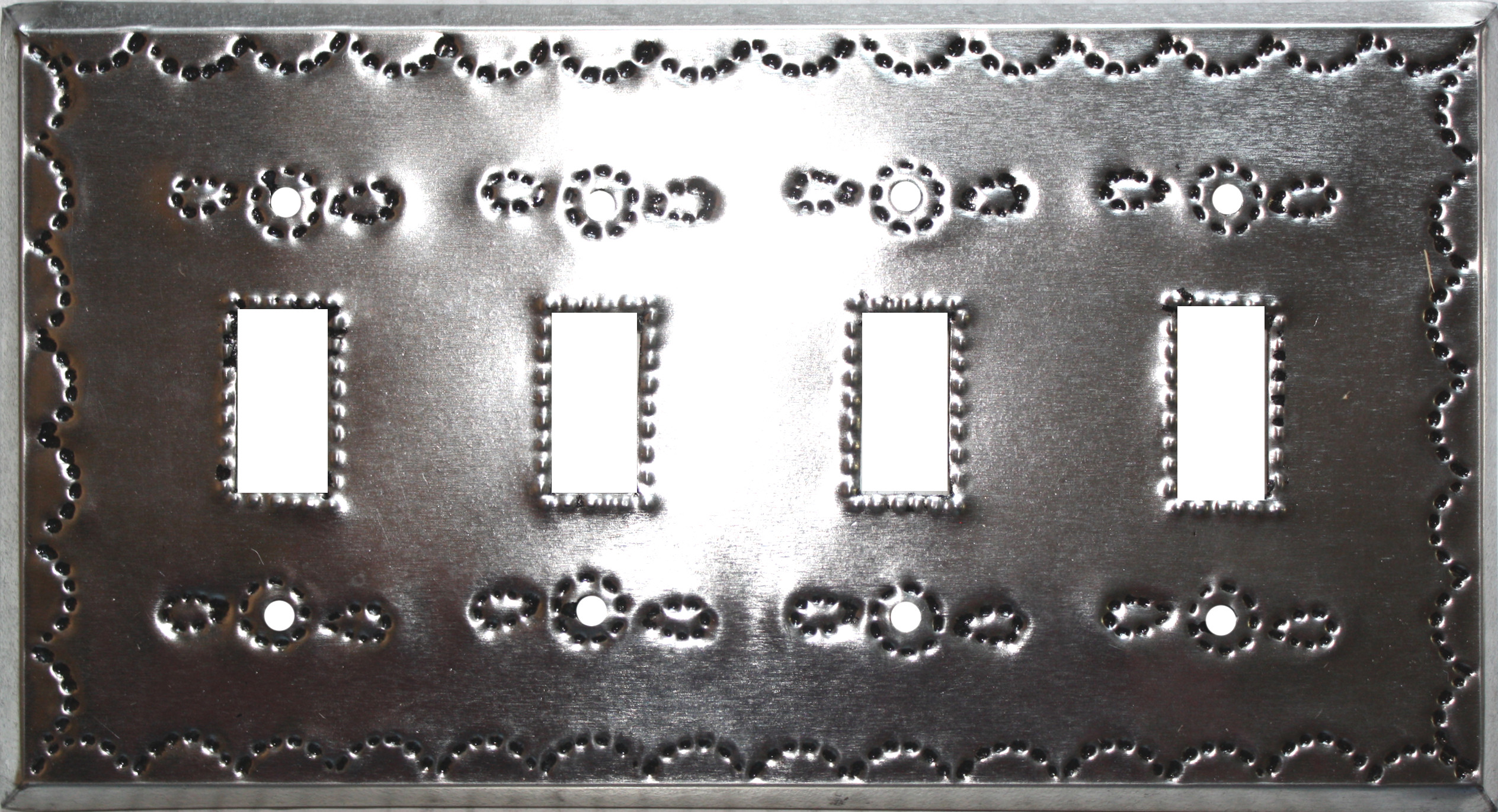 Quadruple Toggle Silver Tin Switchplate