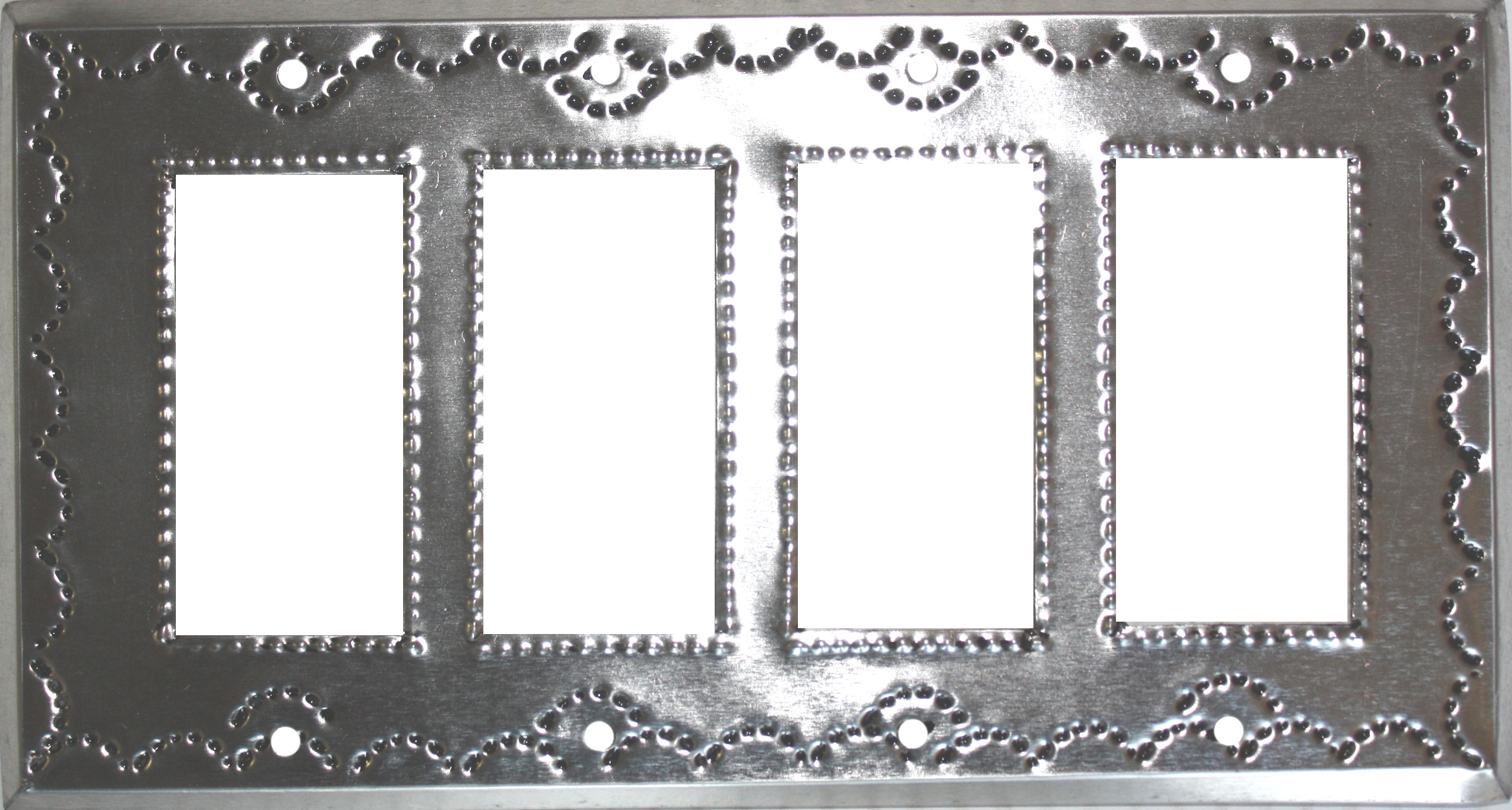 Quadruple Decora Silver Tin Switchplate